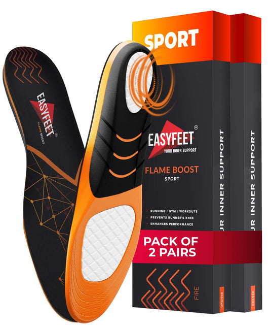 EASYFEET Flame Boost insoles front view highlighting arch support.