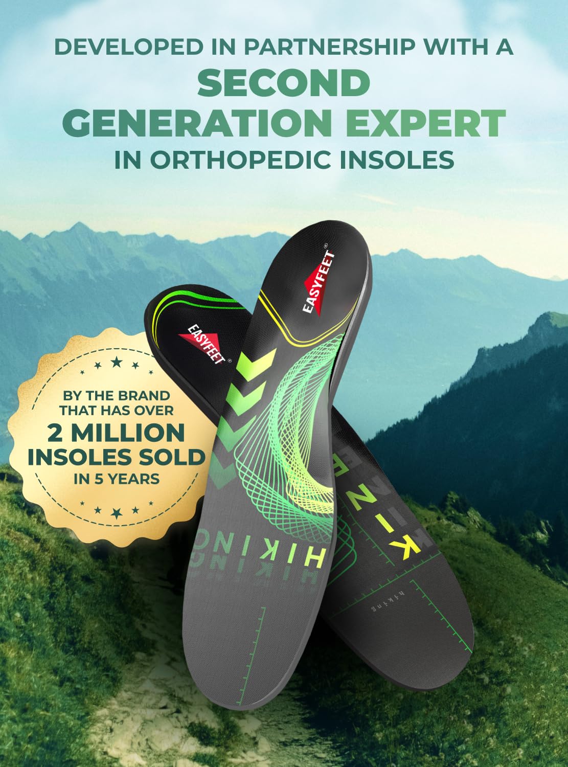 EASYFEET Kinergy lightweight durable insole reduces fatigue on long walks