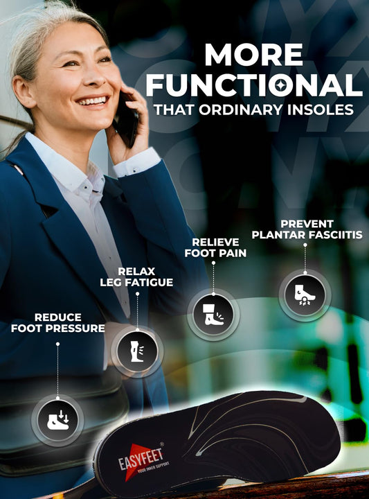 EasyFEET Onyx insoles deep heel cushion stabilizes steps