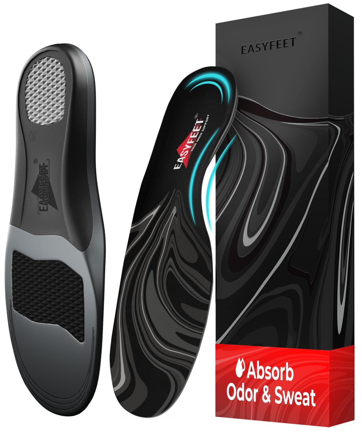 EASYFEET Premium Orthotic Insoles with high arch support for all-day comfort.