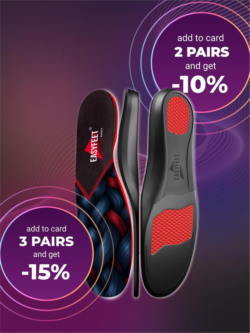 EASYFEET size details chart helps buyers find a precise shoe fit.