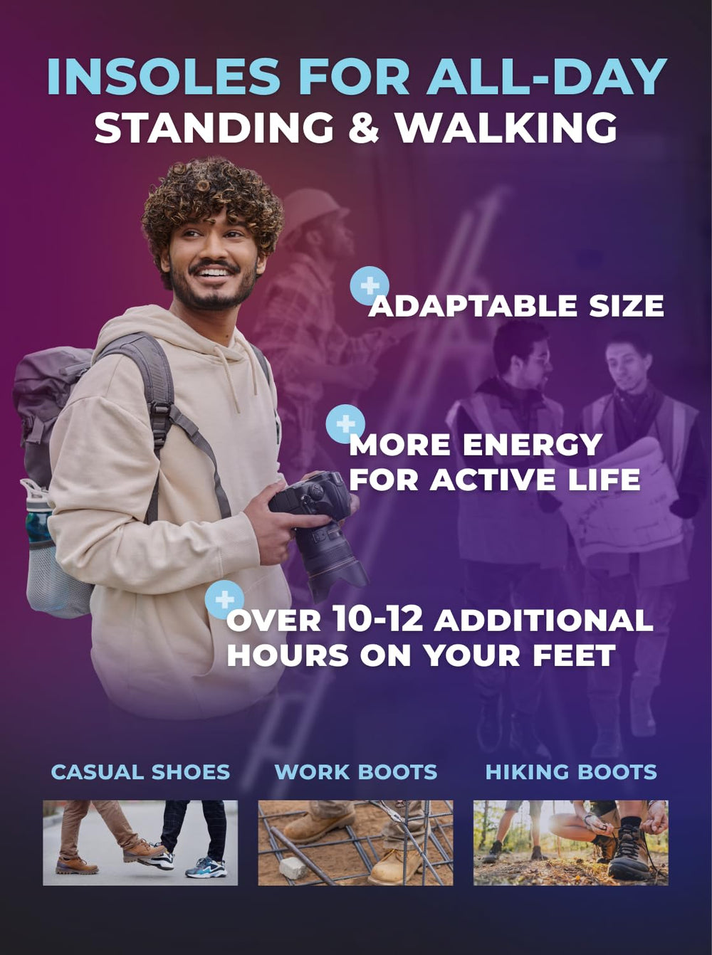 EASYFEET cushioning provides all-day support for work and daily activities.