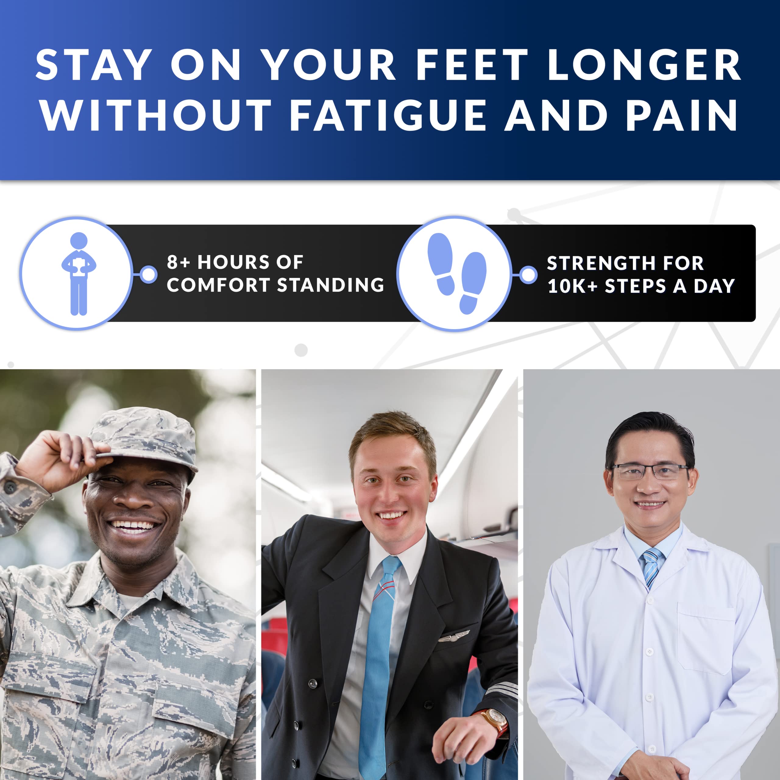 EASYFEET insoles demonstrated with boots and sneakers for versatile use.