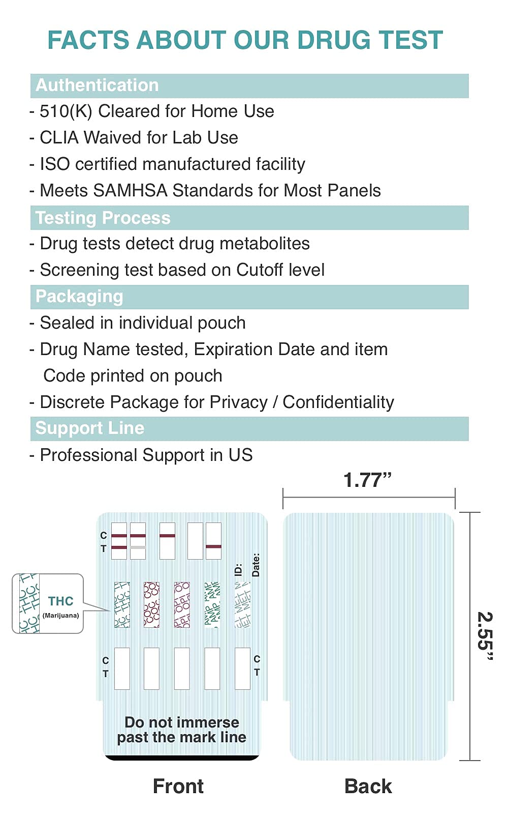 Easy@Home packaging insert shows organized test kit contents for easy use.
