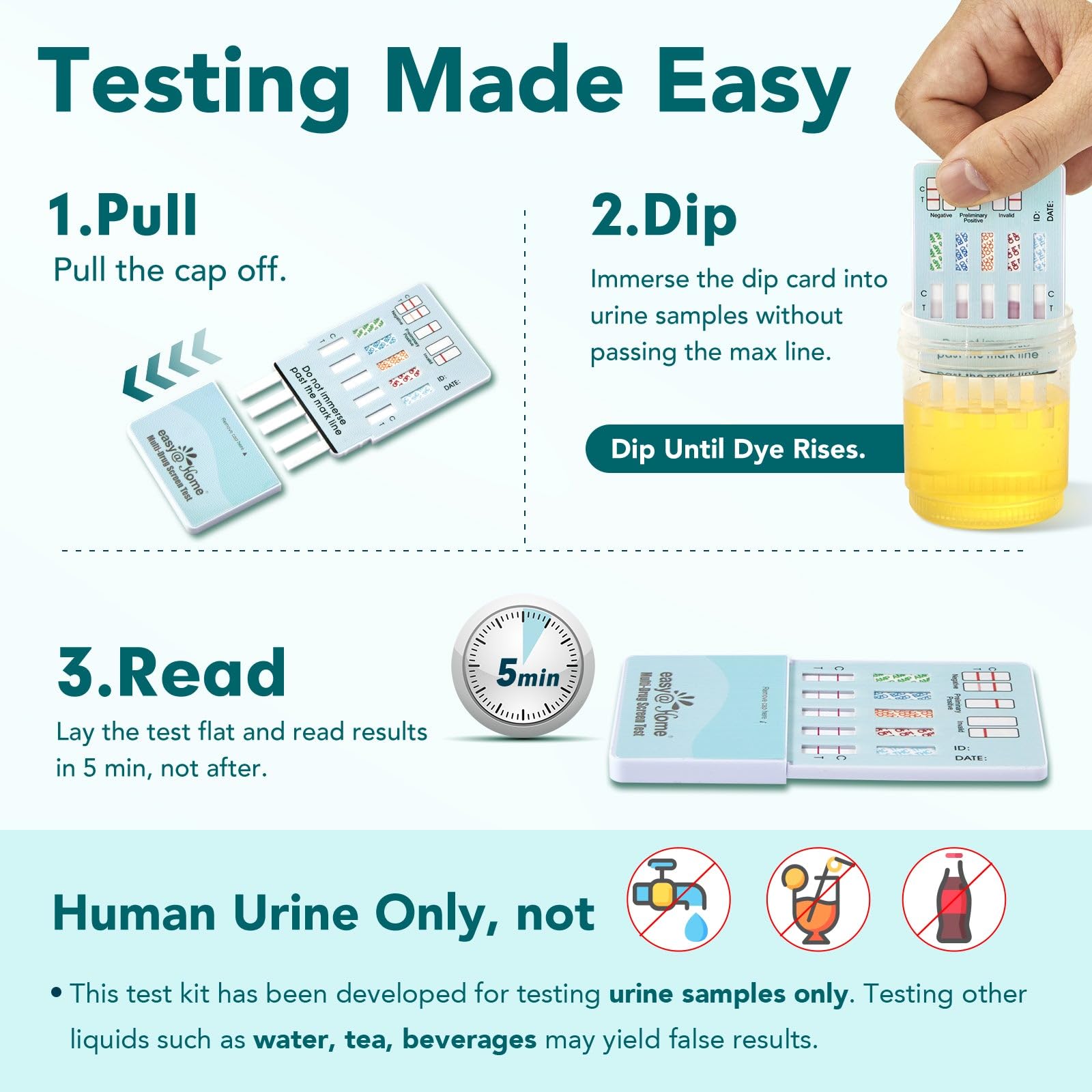 Easy@Home cocaine test strip close-up for discreet personal testing at home.