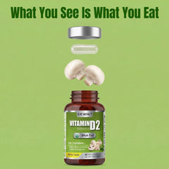 EAT INTACT Vitamin D label close-up showing organic mushroom source.