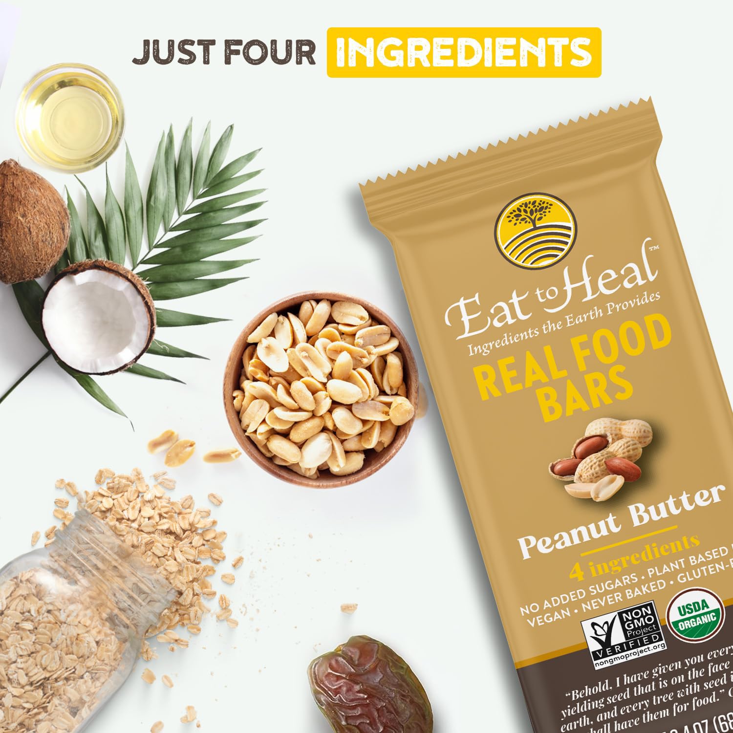 EatToHeal peanut butter bar texture captured, ready for a satisfying bite.