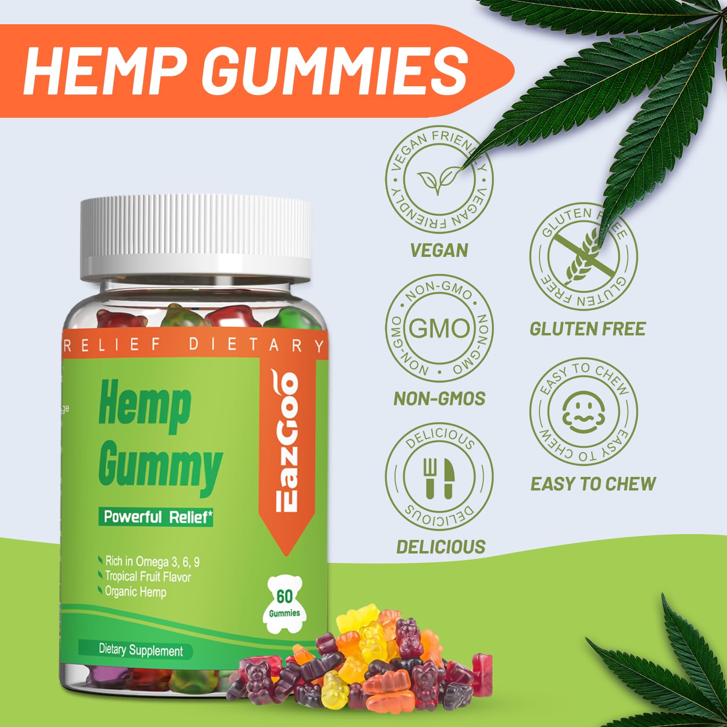 EAZGOO vegan and non-GMO badge confirms plant-based quality.