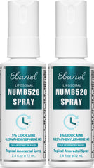 Ebanel 2-pack lidocaine spray bottle for fast, localized numbing.