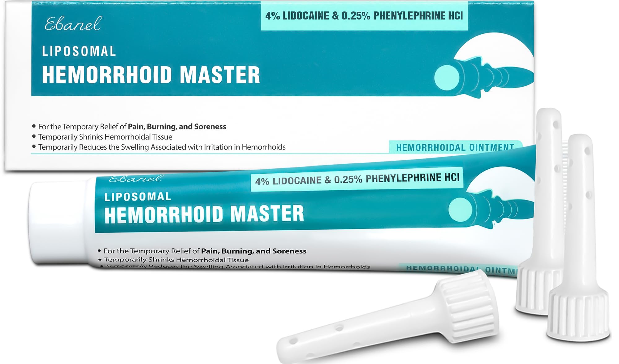 Ebanel 4% Lidocaine hemorrhoid treatment bottle for fast numbing relief