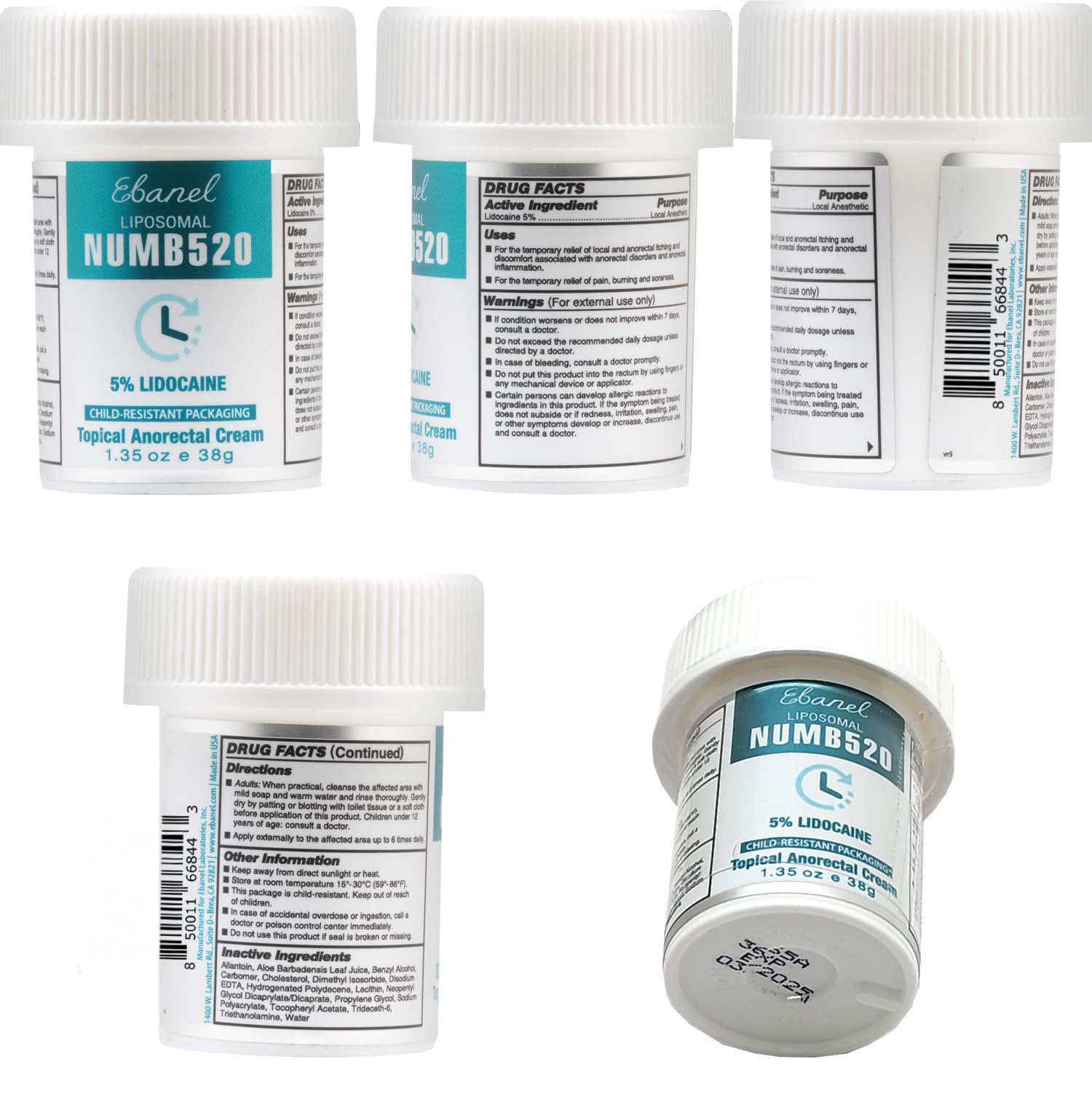 Ebanel 5% Lidocaine Cream hemorrhoid care focus for sensitive areas.