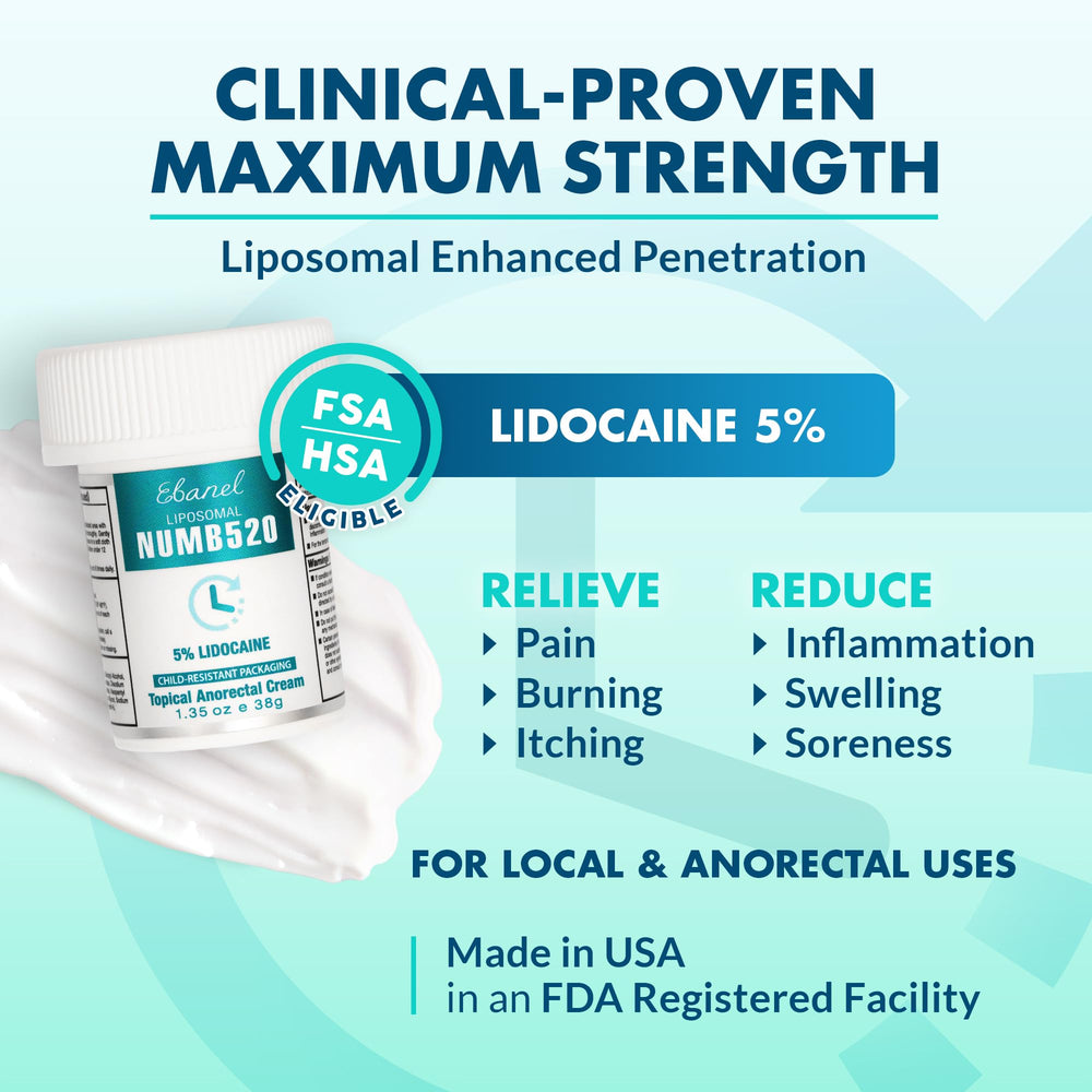 Ebanel lidocaine cream tube ready for on the go use