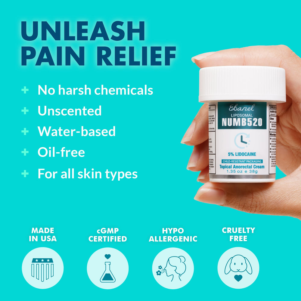 Ebanel product label close-up highlighting allantoin and soothing ingredients.