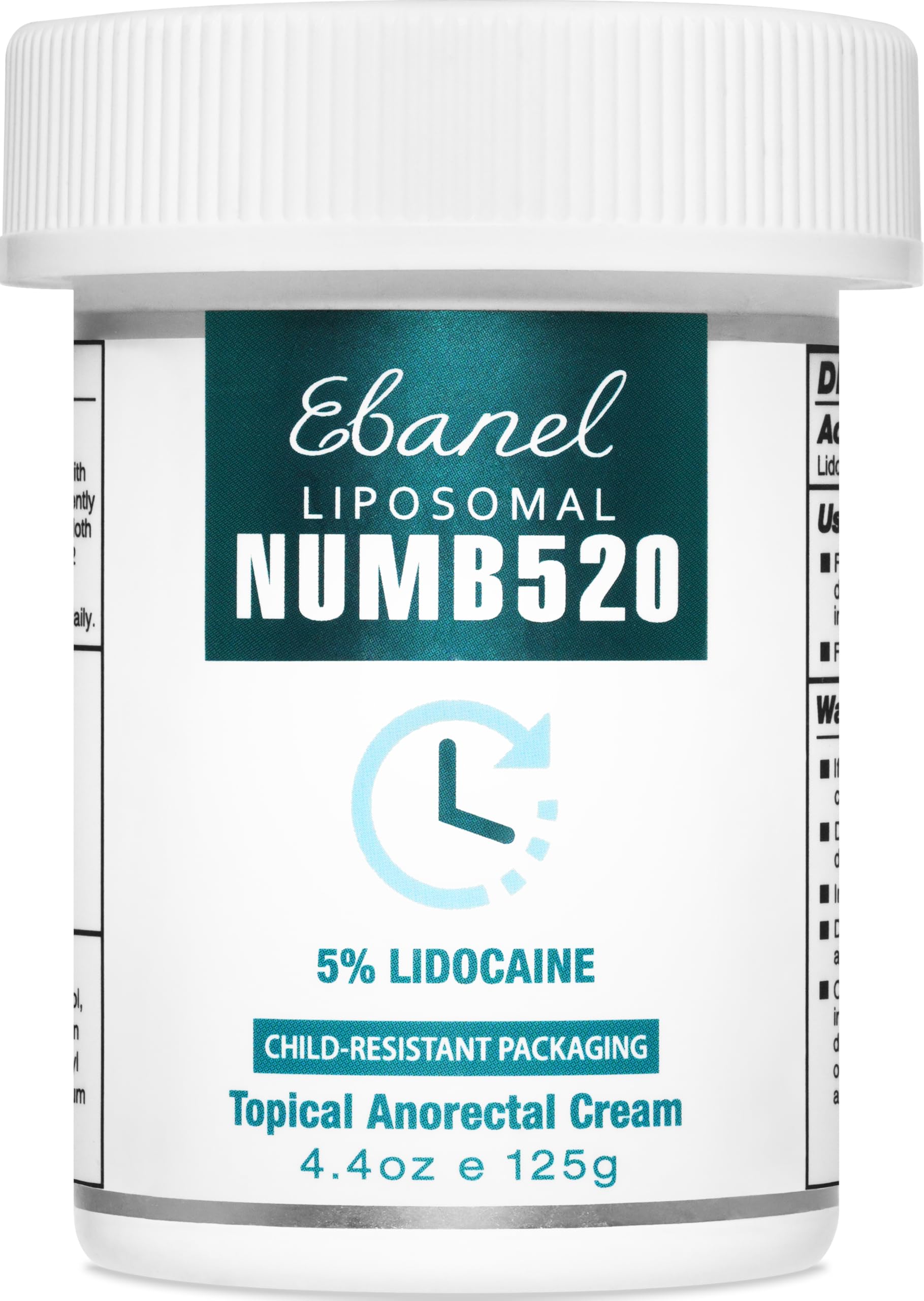 Ebanel lidocaine cream bottle closeup for quick temporary pain relief