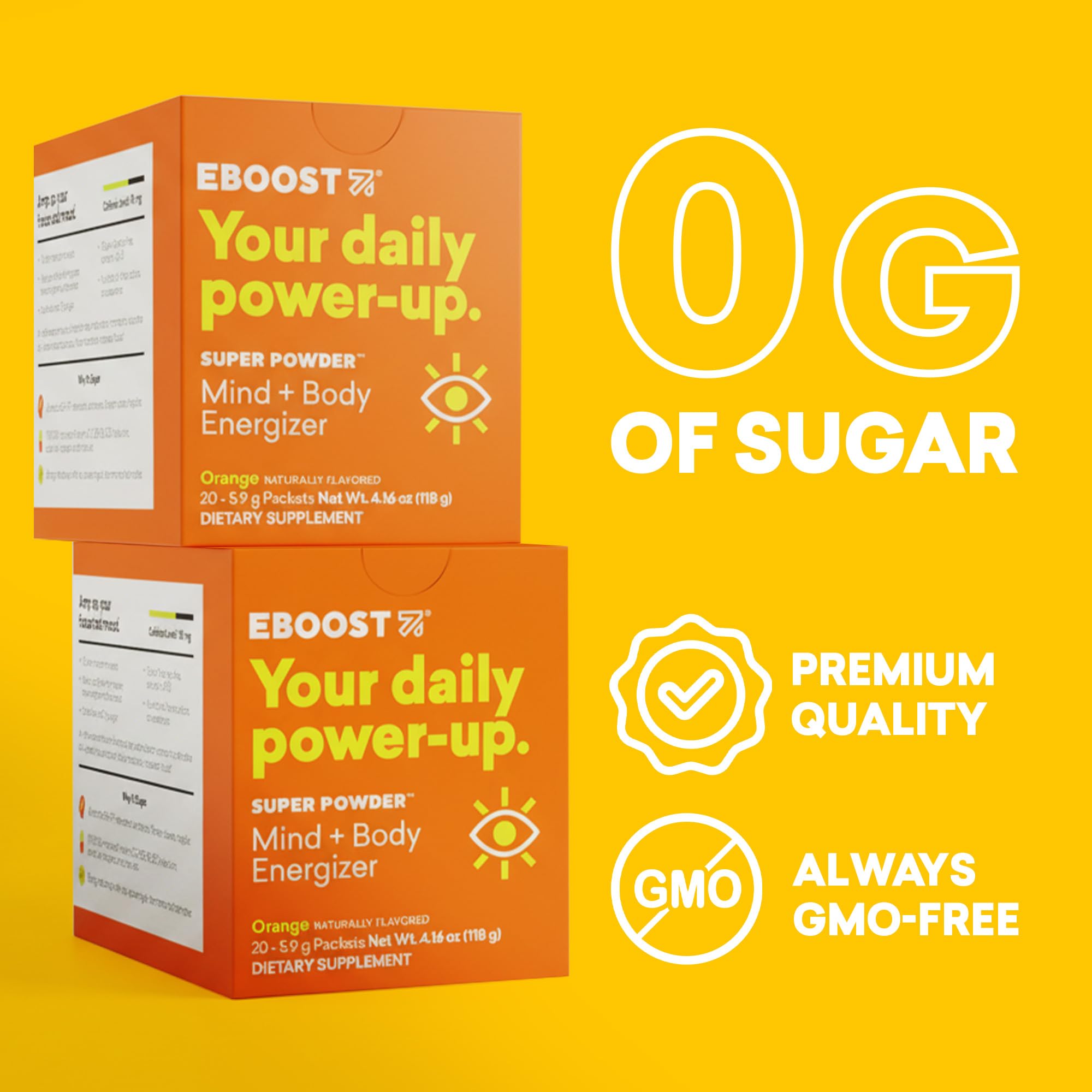 EBOOST Orange dissolving powder mixing instantly for a crisp taste.