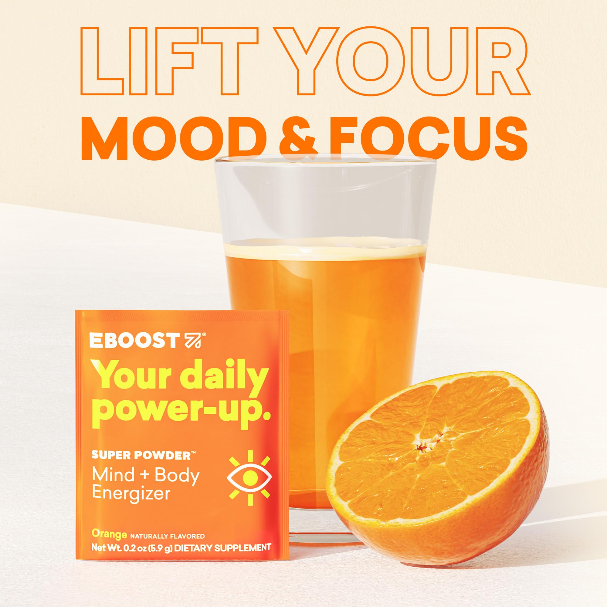 EBOOST Orange sip with caffeine from green coffee for alertness.