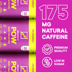 EBOOST POW Berry Melon Fizz scoop showing convenient pre-workout serving.