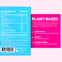 EBOOST POW blue raspberry packet in glass showing fizz for quick training fuel