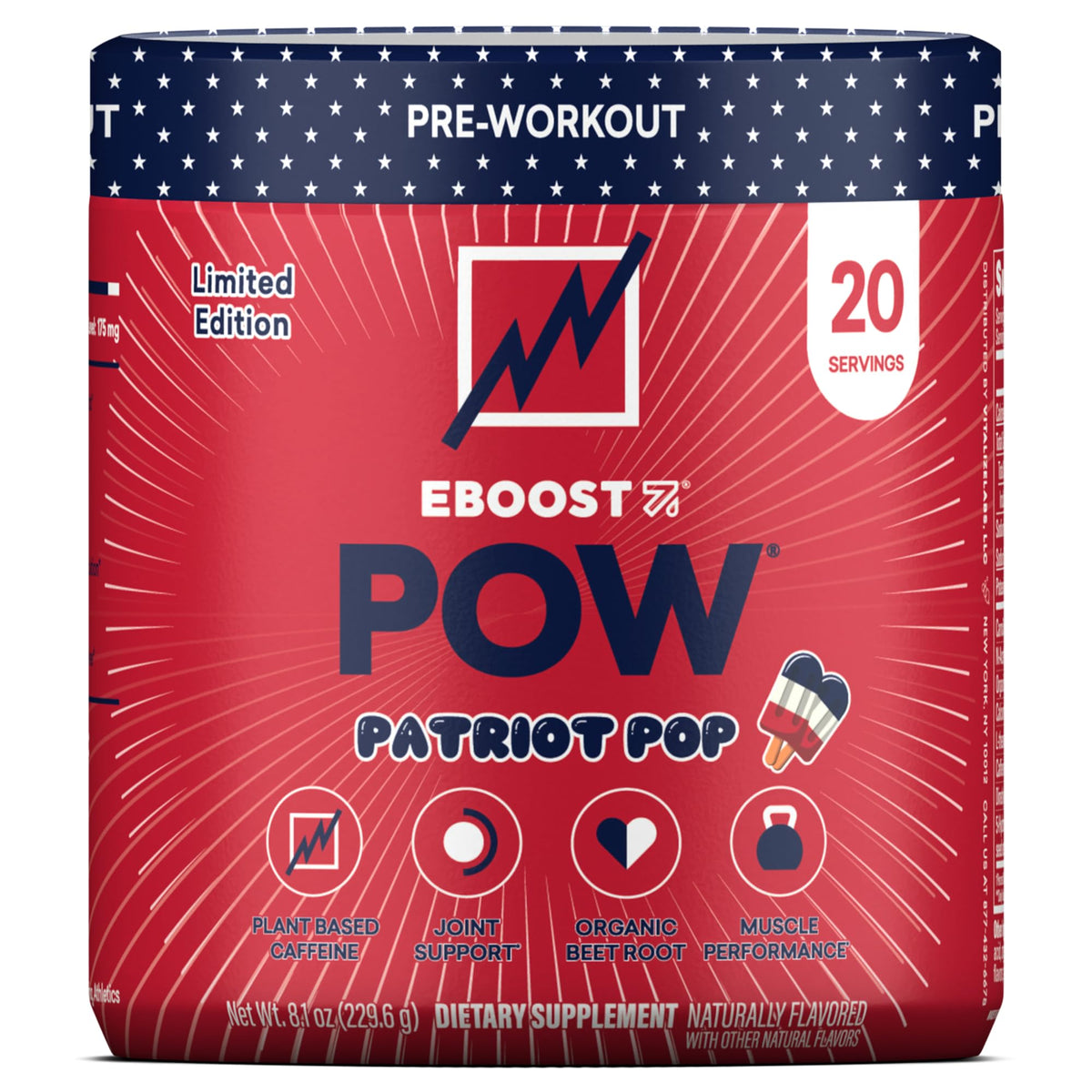 EBOOST POW Patriot Pop tub ready for pre-workout energy and focus