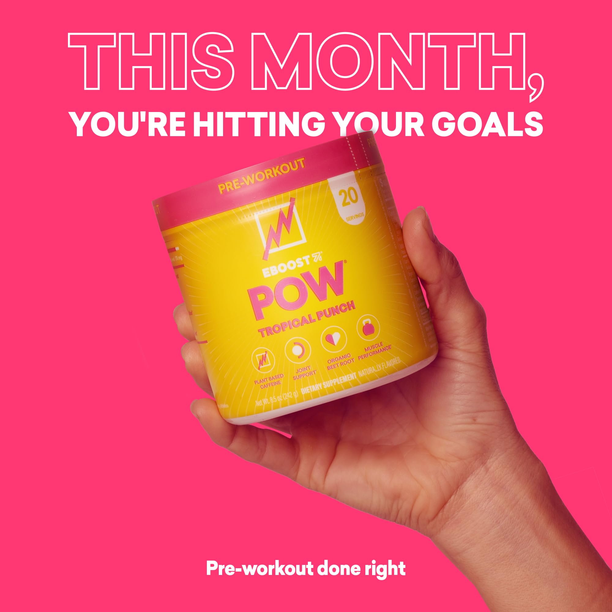 EBOOST POW Tropical Punch highlighting joint mobility ingredients