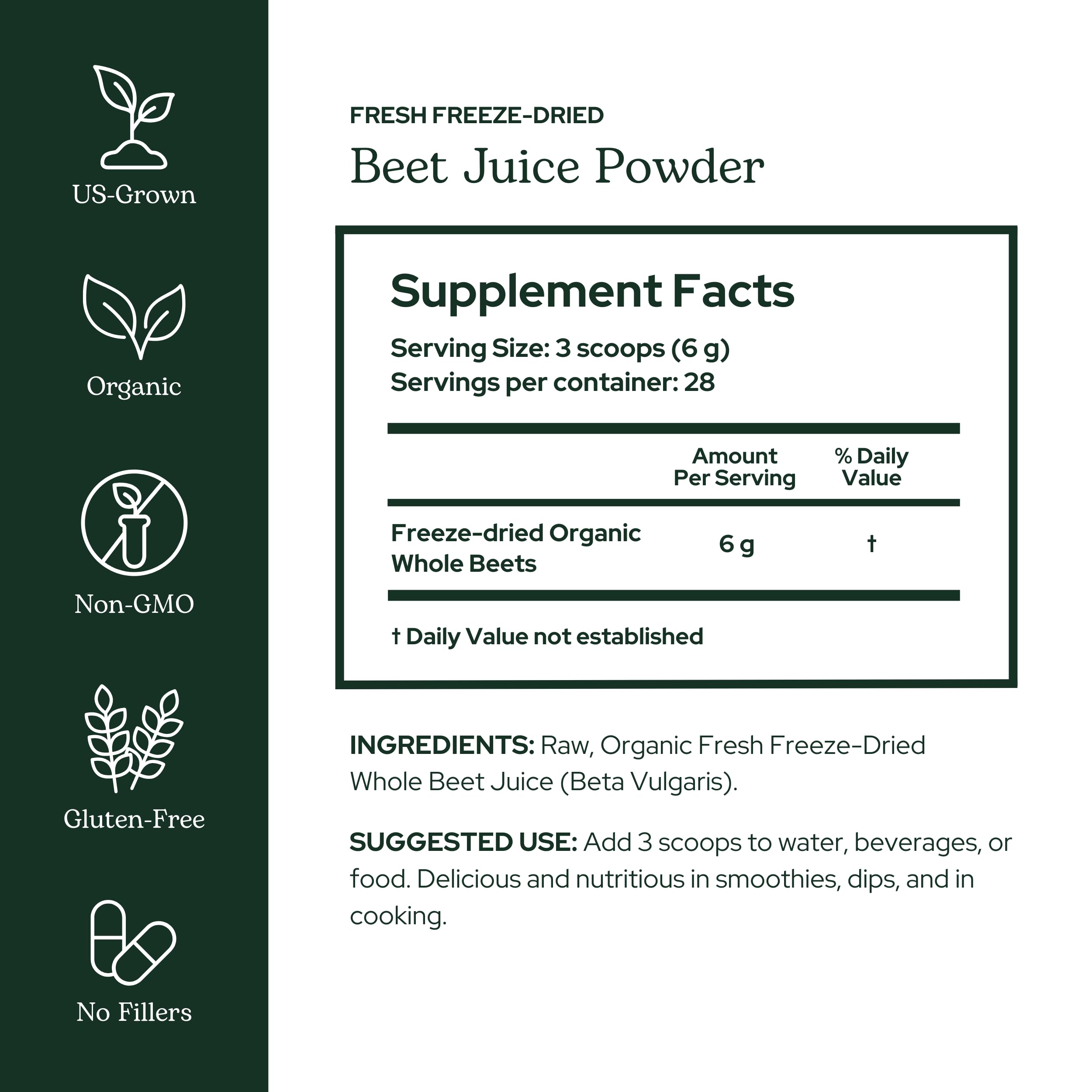 Eclectic Institute Beet Juice Powder freeze-dried closeup preserves color and nutrients.
