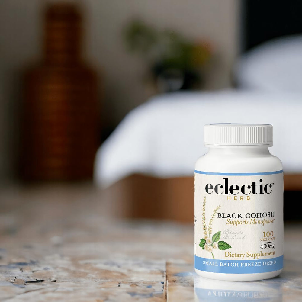 Eclectic Institute Black Cohosh use with a spoon for daily wellness routine.