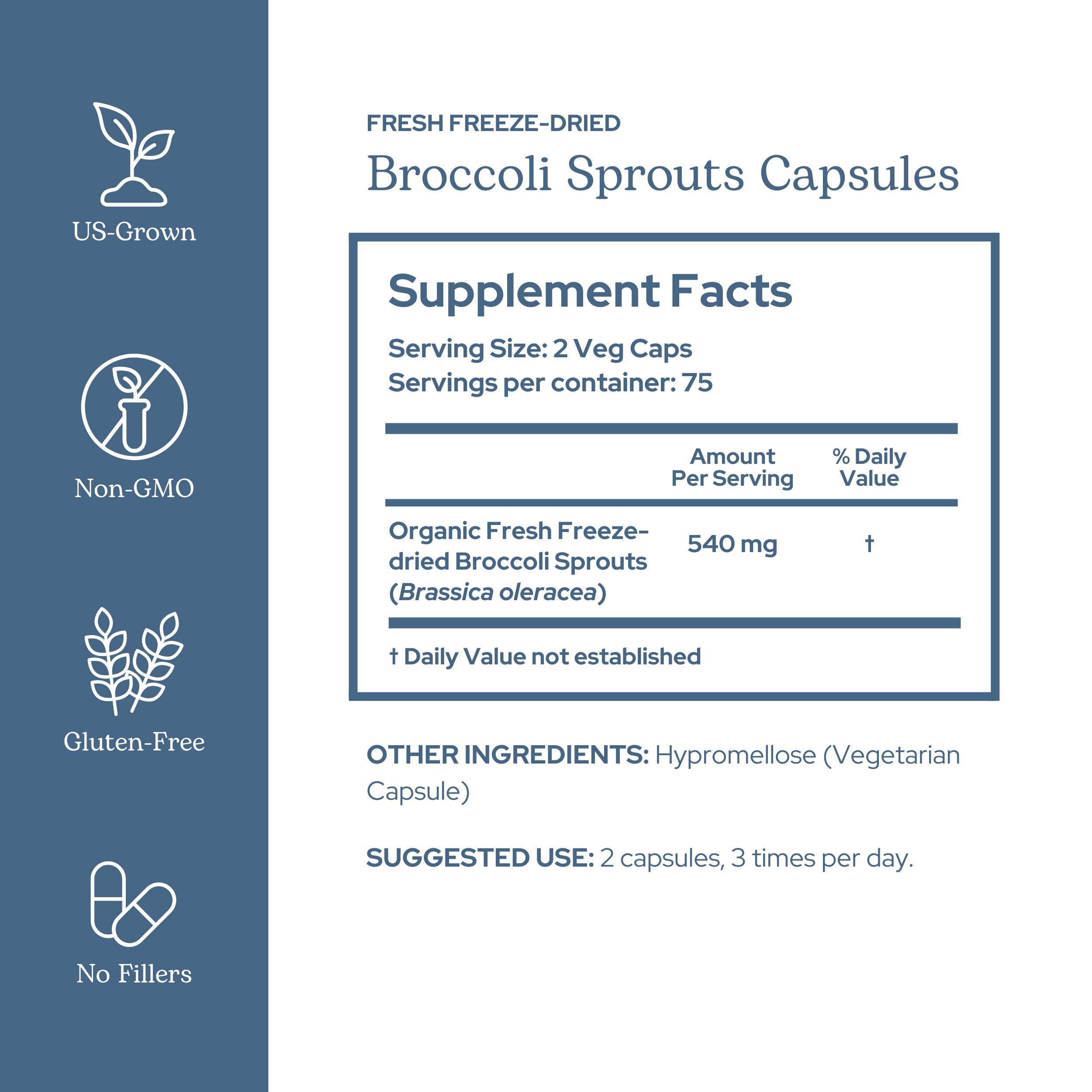 ECLECTIC INSTITUTE Eclectic Herb broccoli sprouts capsules pack emphasizes antioxidant rich plant based support.