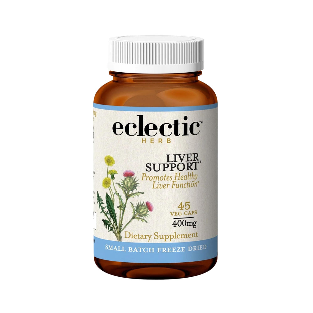 ECLECTIC INSTITUTE Eclectic Herb liver support bottle with capsules for daily detox.