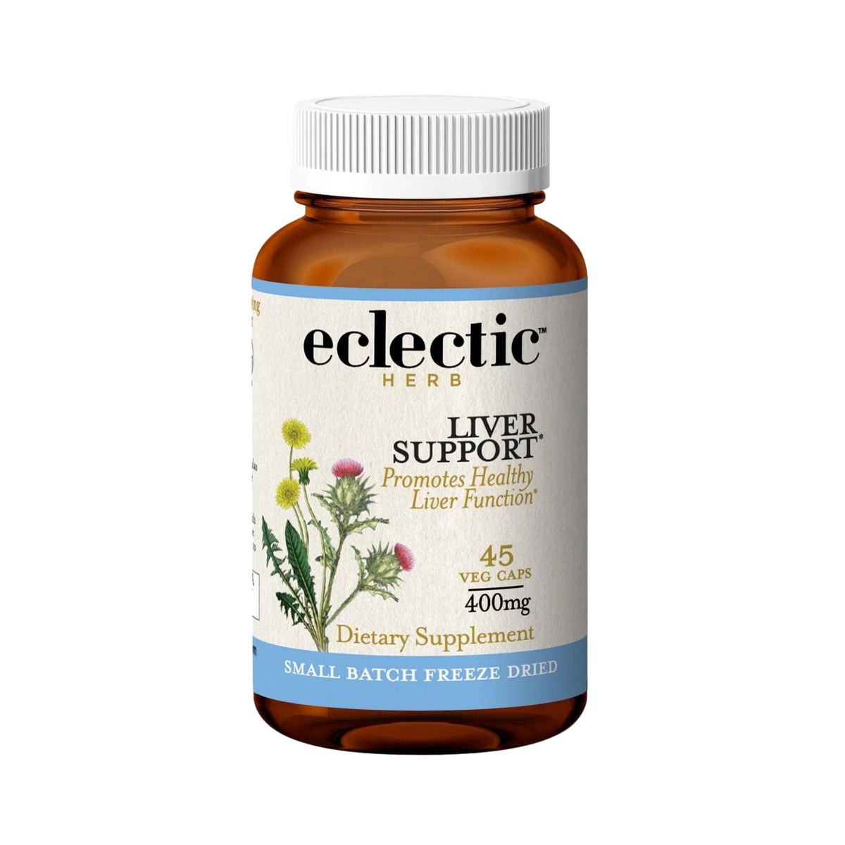 ECLECTIC INSTITUTE Eclectic Herb liver support bottle with capsules for daily detox.