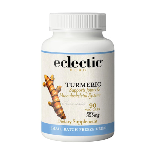 Eclectic Institute Eclectic Herb turmeric capsules bottle ready for daily joint support.