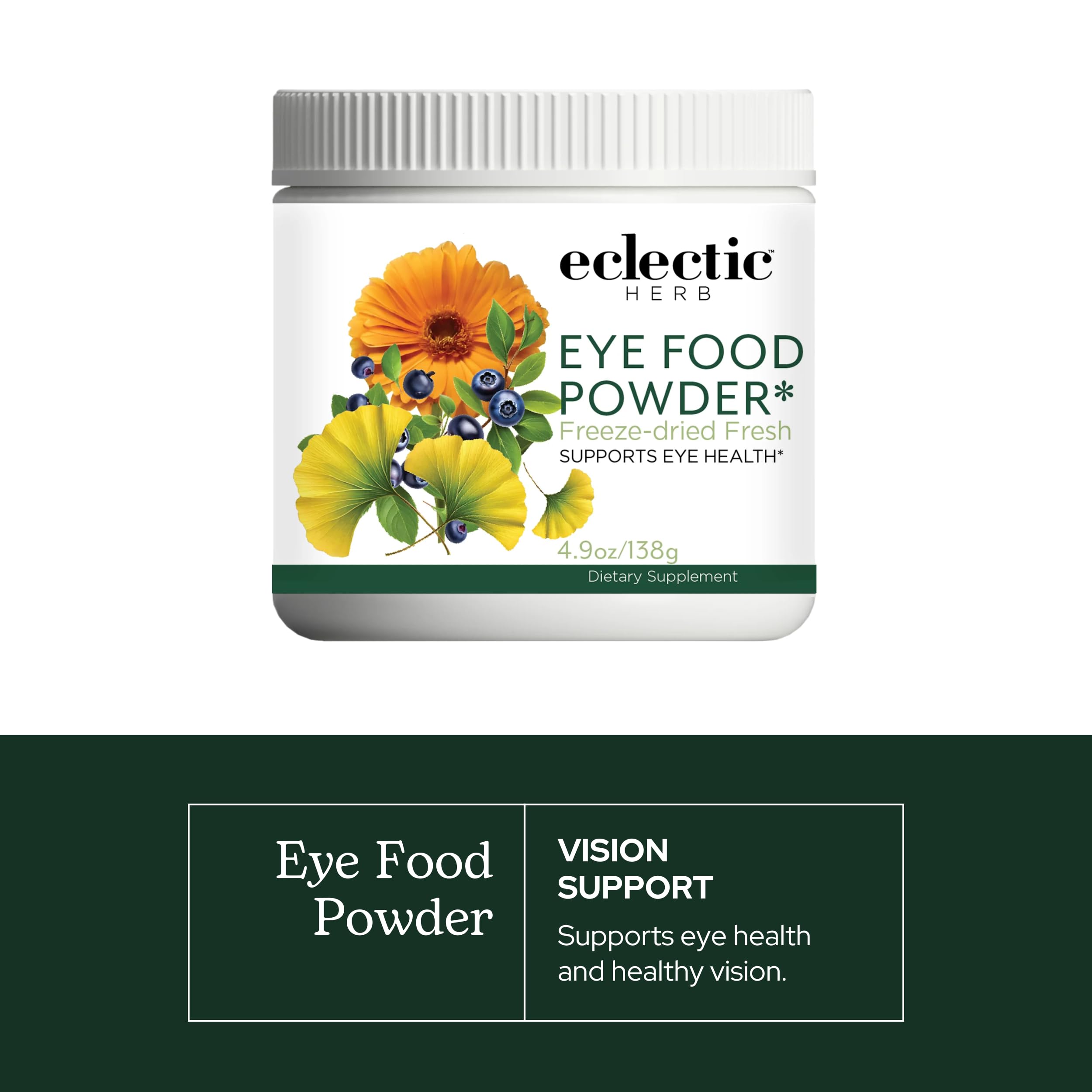 Eclectic Institute Eye Food Powder bilberry closeup suggests vision-support nutrition