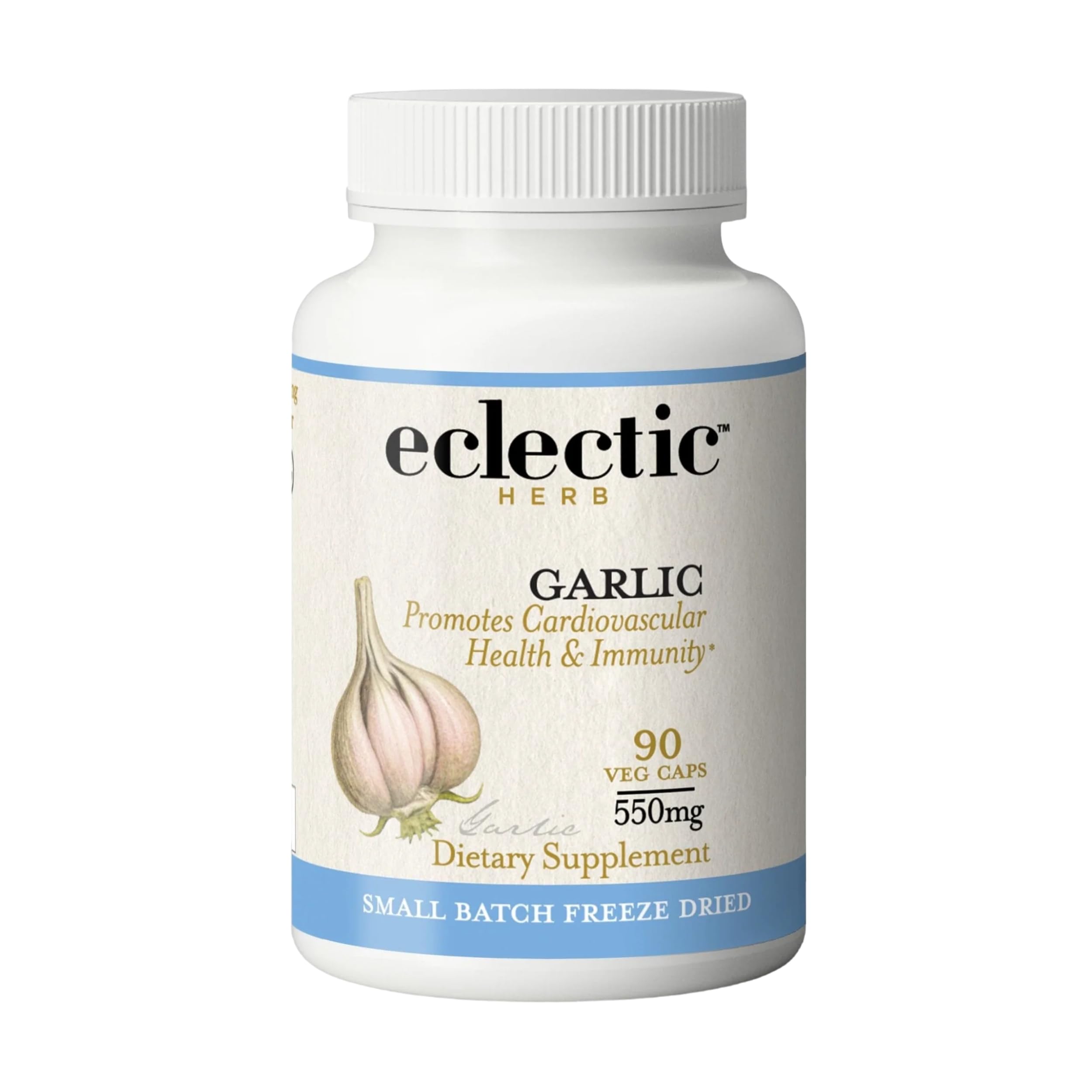 Eclectic Institute garlic capsules bottle for daily cardiovascular and immune support