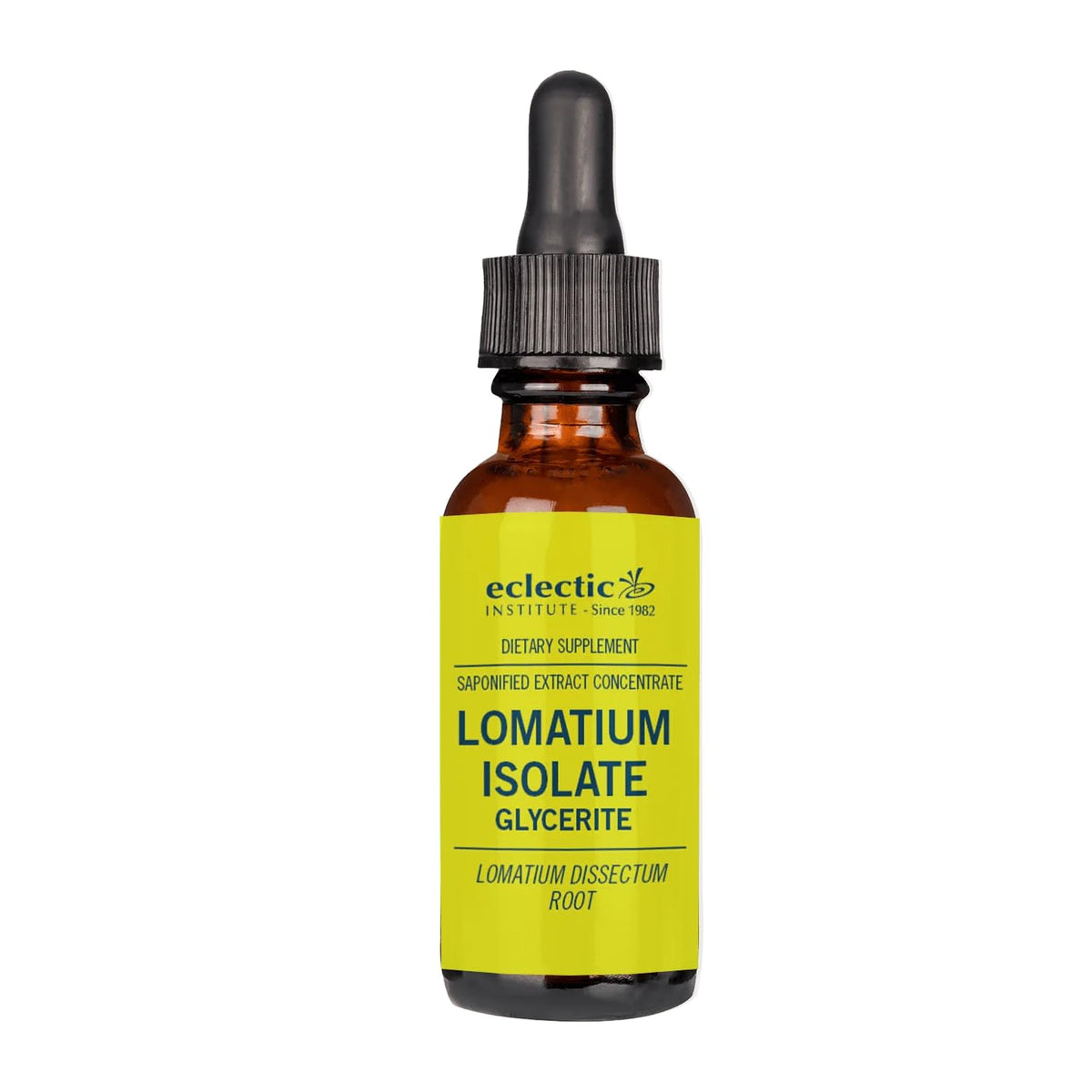 Eclectic Institute Lomatium Isolate Glycerite bottle shows alcohol-free immune support