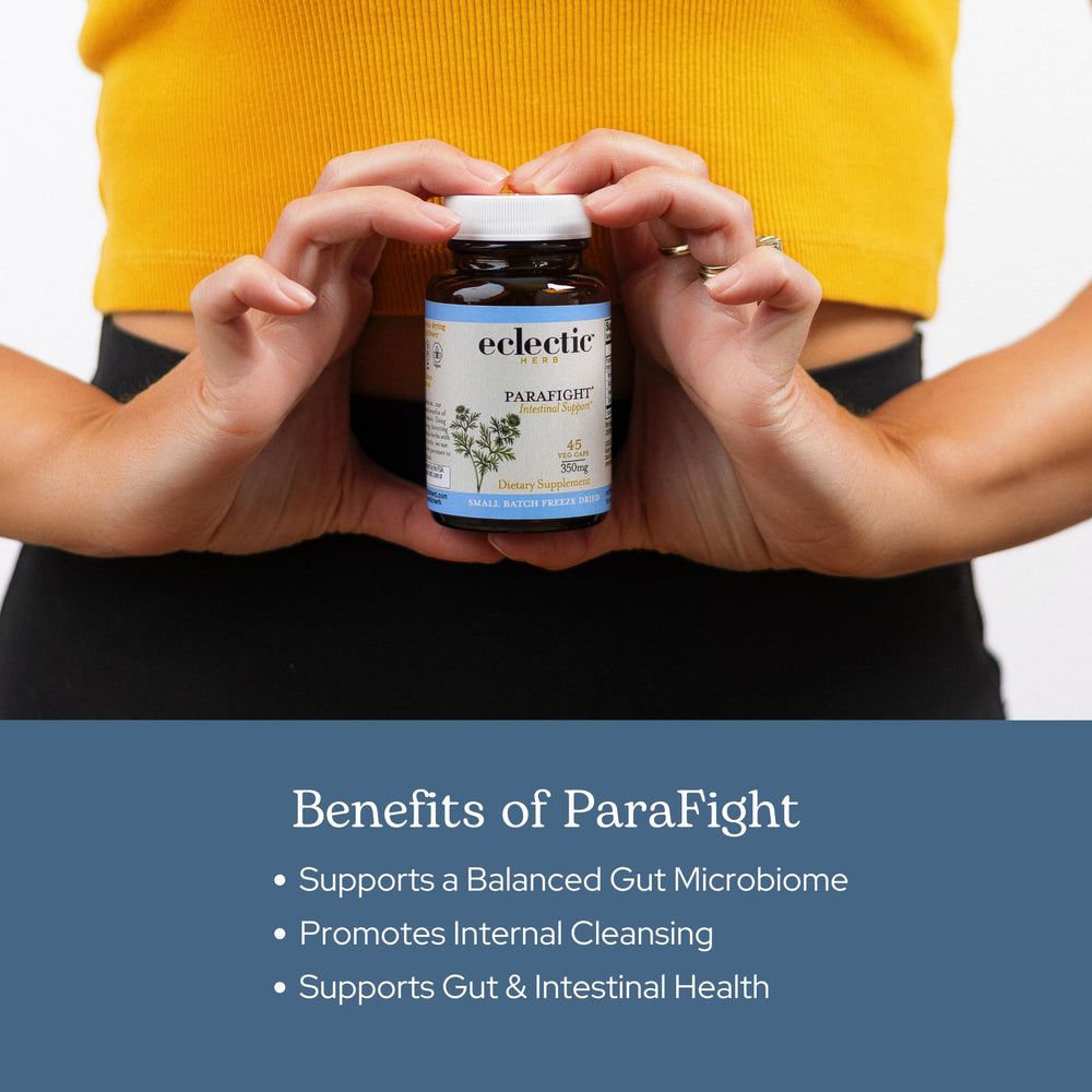 ECLECTIC INSTITUTE ParaFight herbal blend in bowl signals detox-support.