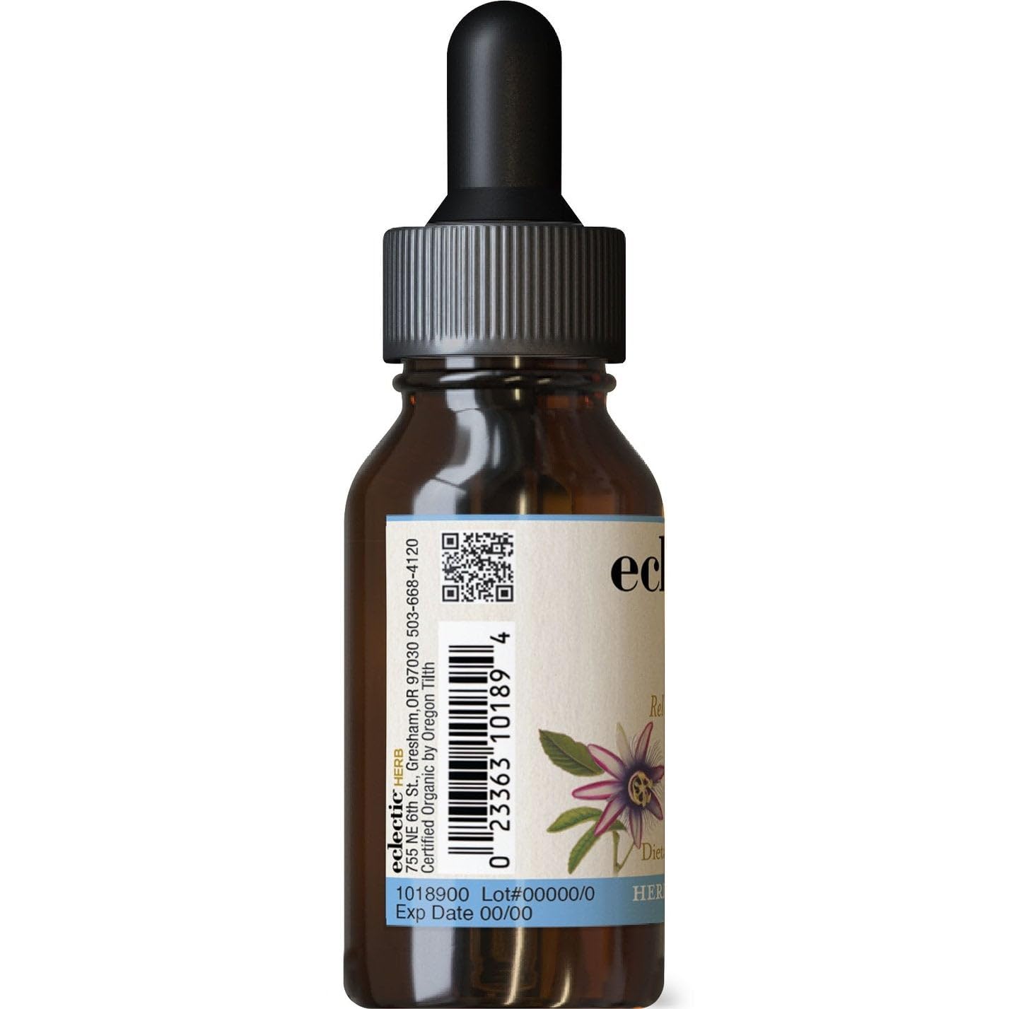 Eclectic Institute Passion Flower G orange label shows clear ingredient information.