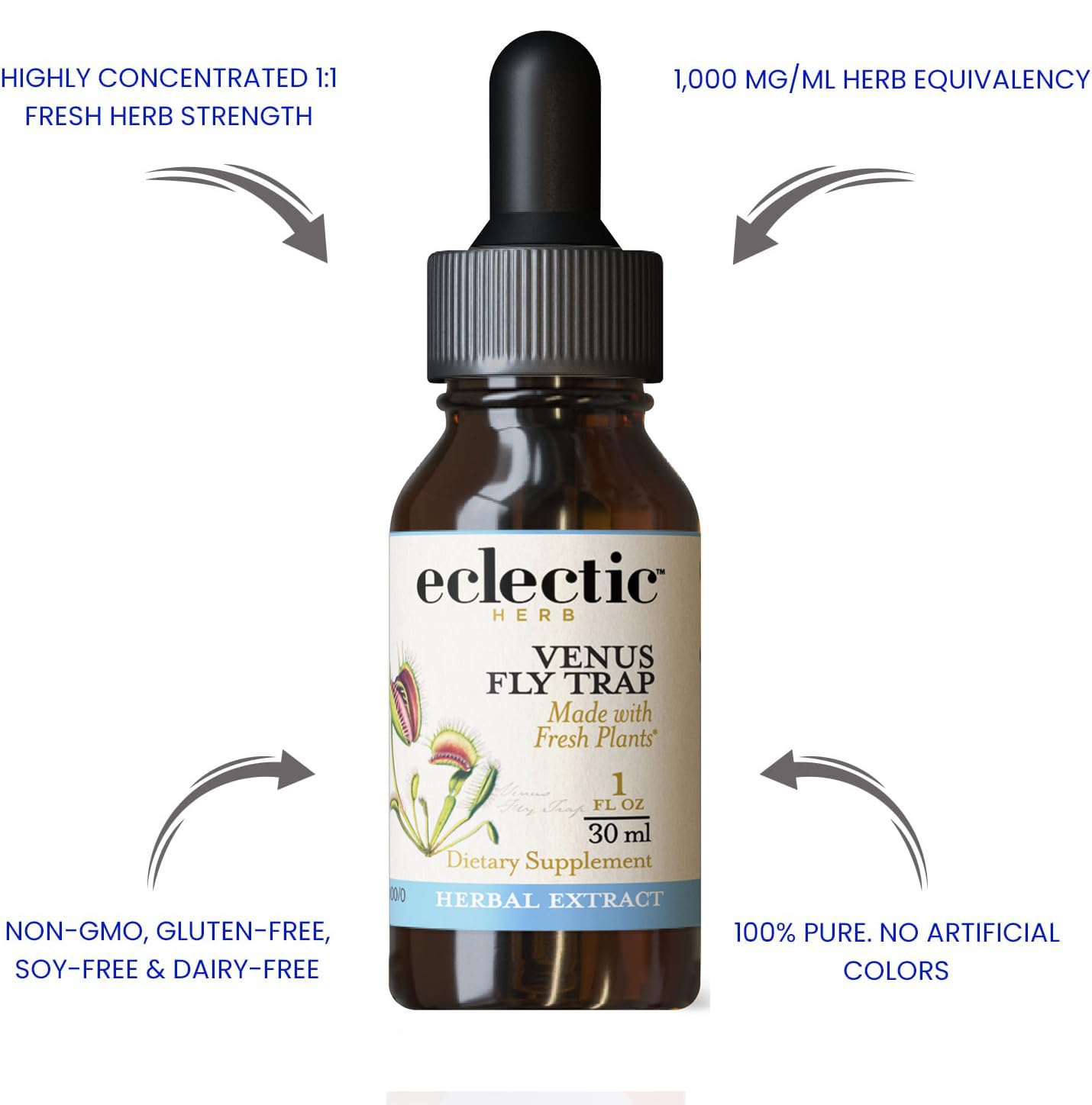 Eclectic Institute Venus Fly Trap O 1 oz bottle, convenient daily intake.