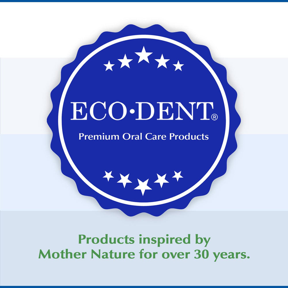 Eco-Dent mint finish conveys long-lasting fresh breath after use.