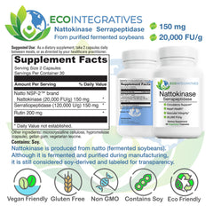 EcoIntegratives nattokinase-serrapeptidase capsules closeup for daily intake