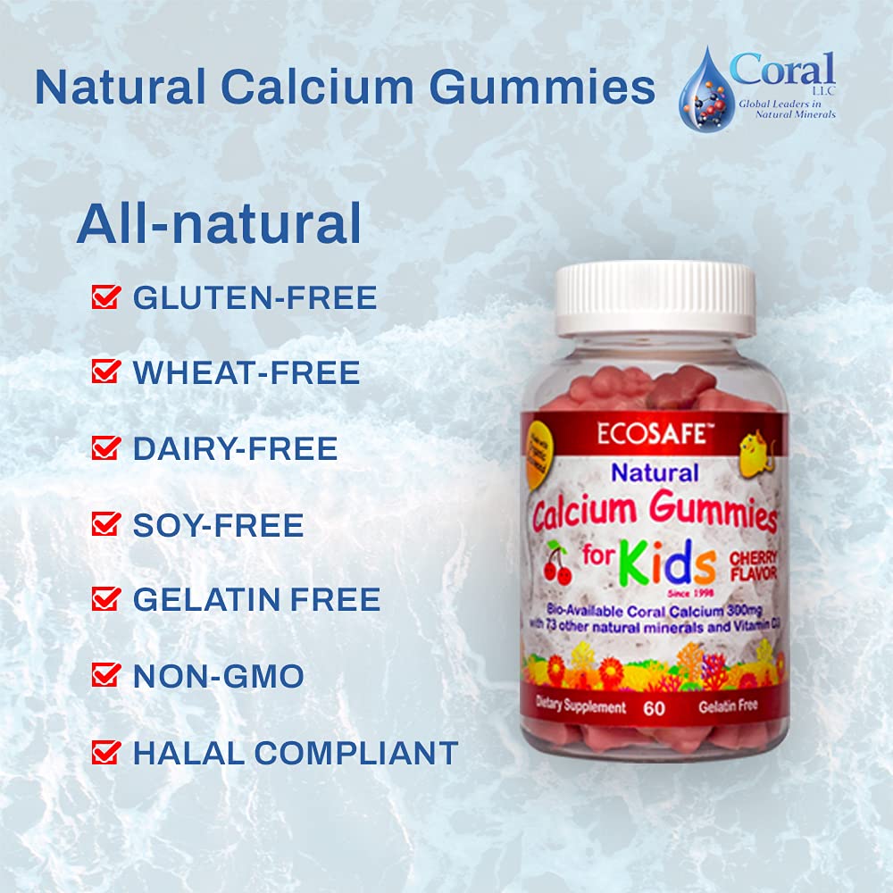 Eco Safe Coral Calcium D3 Kids Gummy cherry closeup highlighting flavor