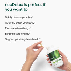 ecoDetox capsules with a glass of water for daily use