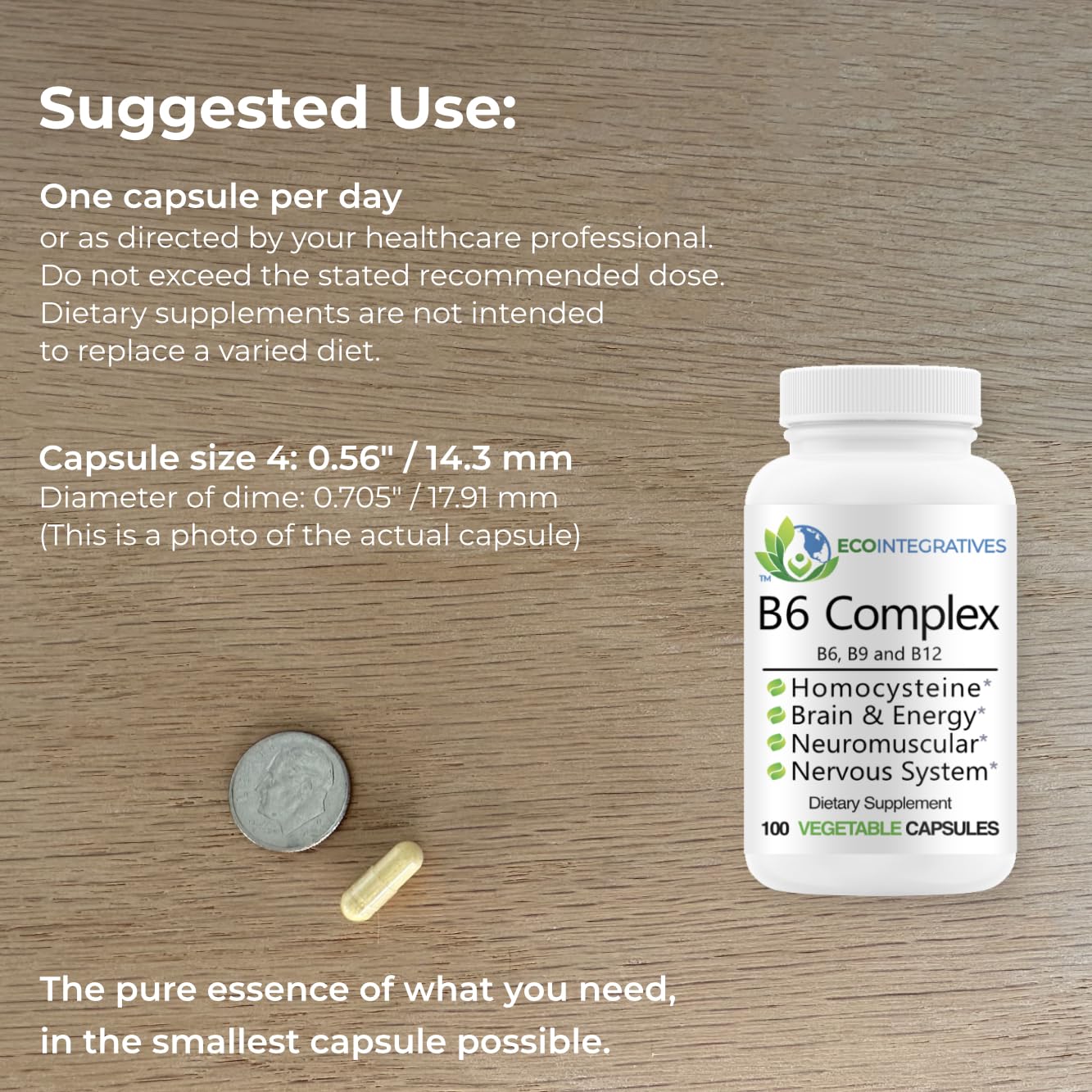 EcoIntegratives B6 Complex label detail showing vegan formulation for metabolism support