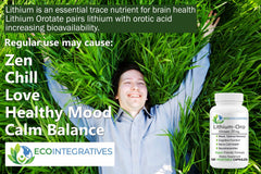 EcoIntegratives Lithium Orotate bottle open highlights easy daily dosing.