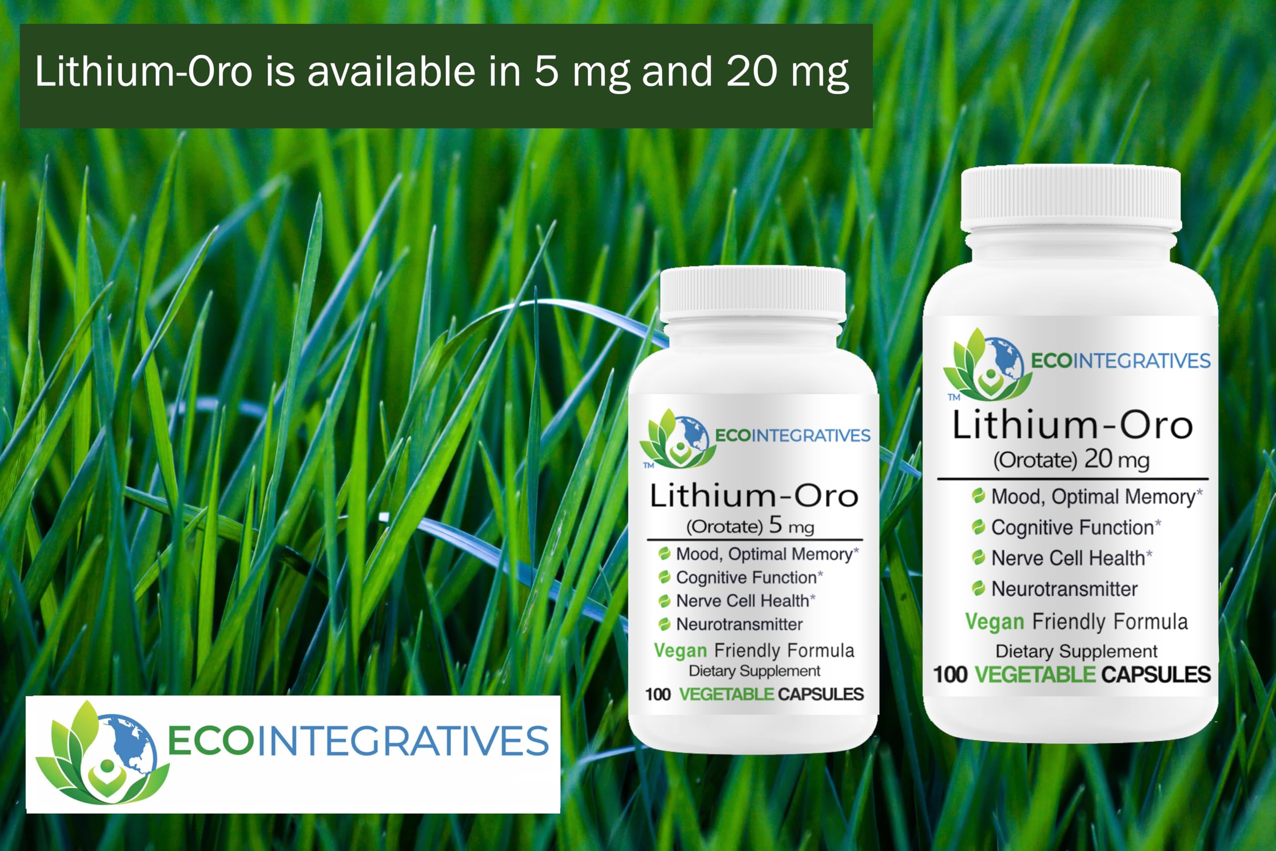 EcoIntegratives Lithium Orotate label ingredients emphasizes pharmaceutical-grade quality.