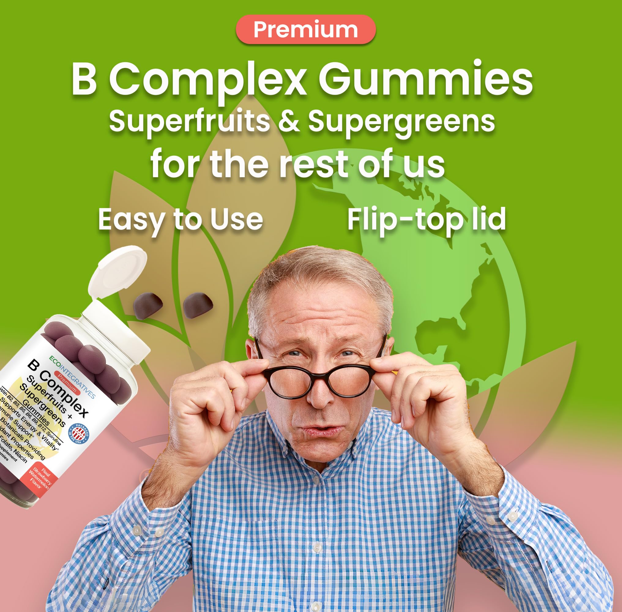 EcoIntegratives vegan gummies packaging highlights plant-based formula.
