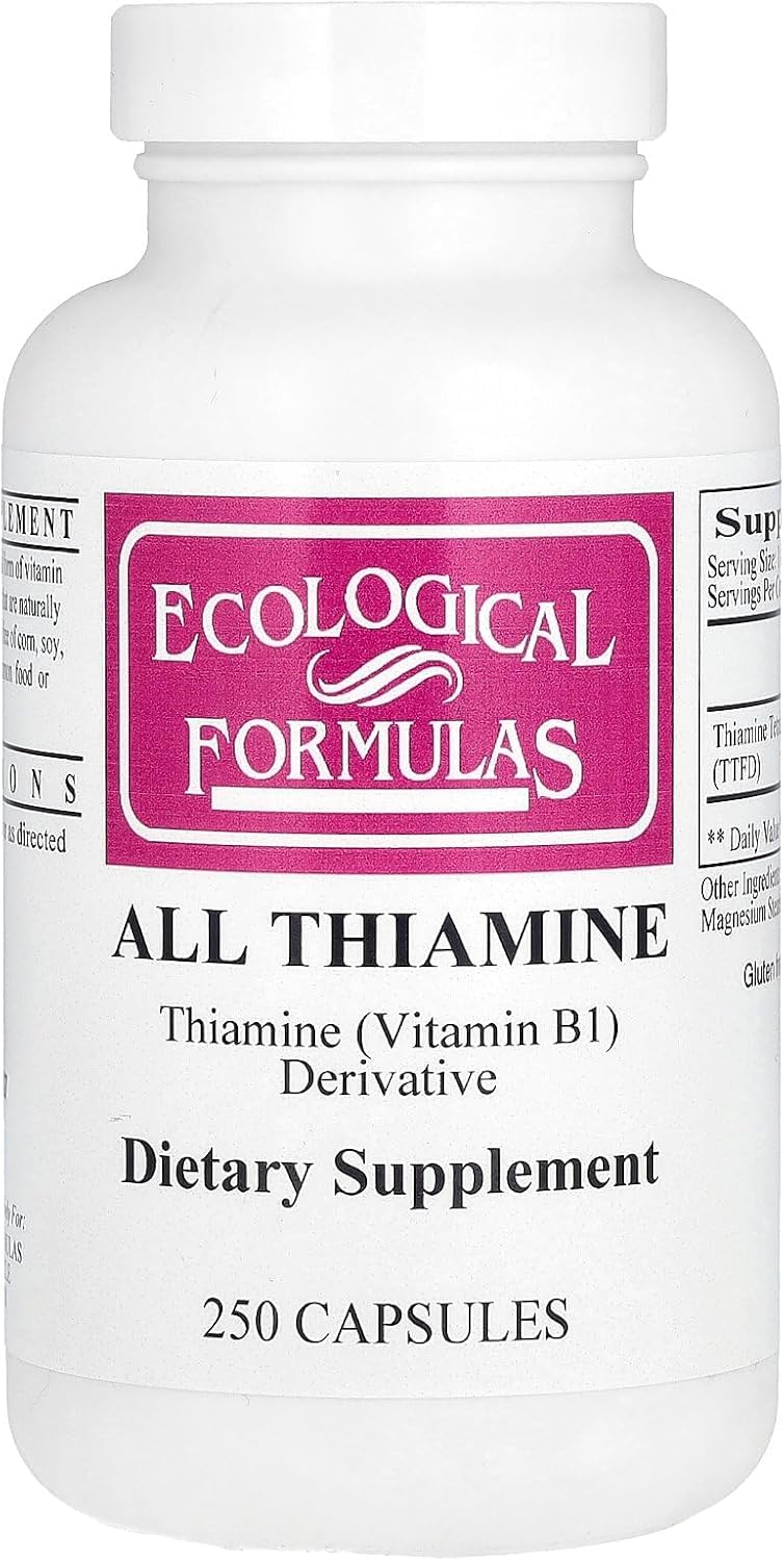 Ecological Formulas Allithiamine 50 mg bottle with 250 capsules for daily supplementation