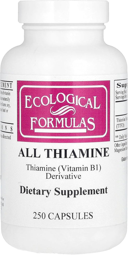 Ecological Formulas Allithiamine 50 mg bottle with 250 capsules for daily supplementation