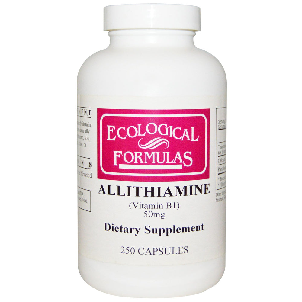 Ecological Formulas Allithiamine 50 mg capsules in a clear bottle for daily nutritional support