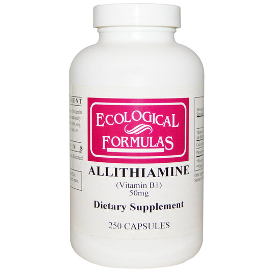 Ecological Formulas Allithiamine 50 mg capsules in a clear bottle for daily nutritional support