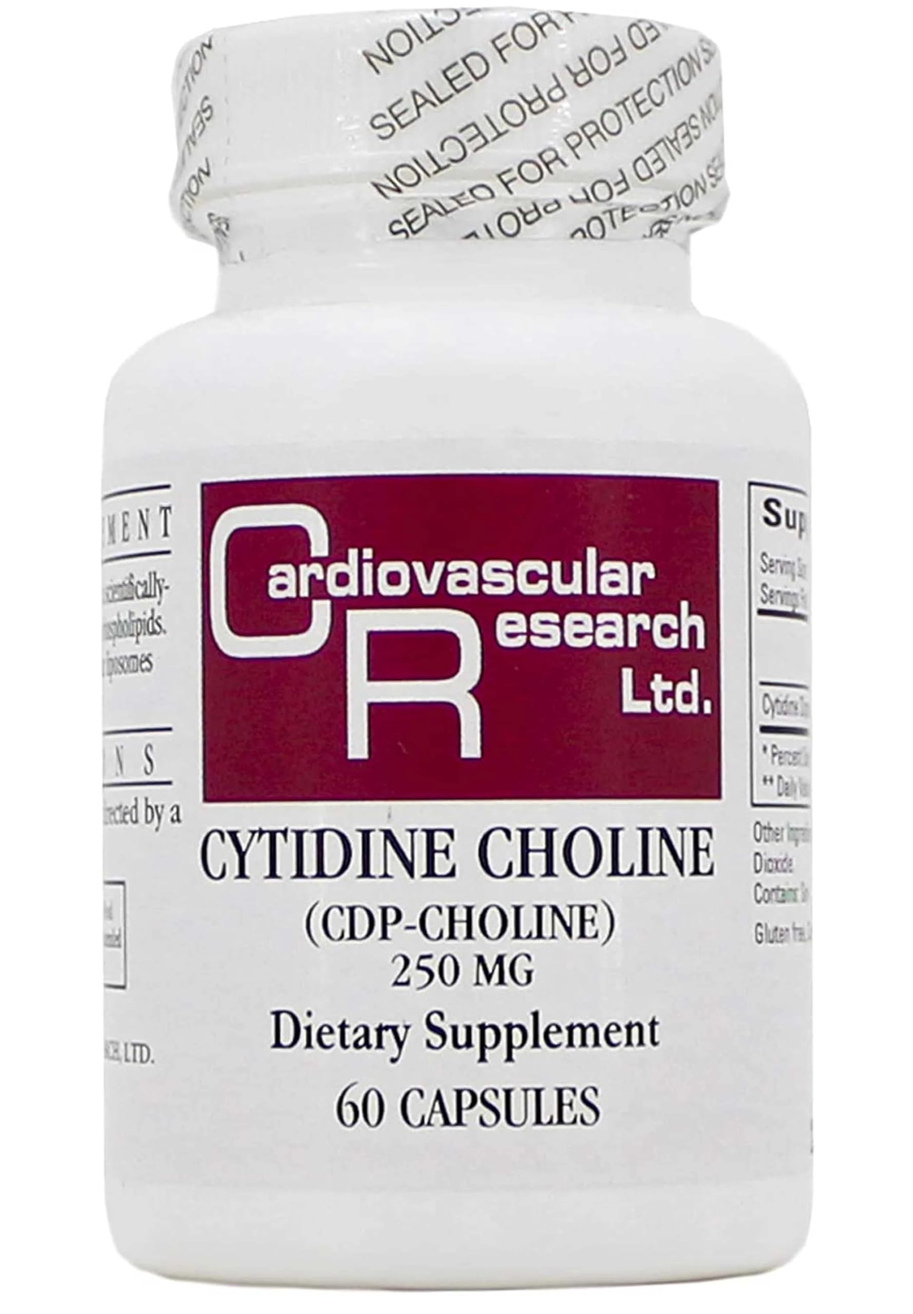 Ecological Formulas Cytidine Choline 250 mg capsules bottle, supports daily wellness.