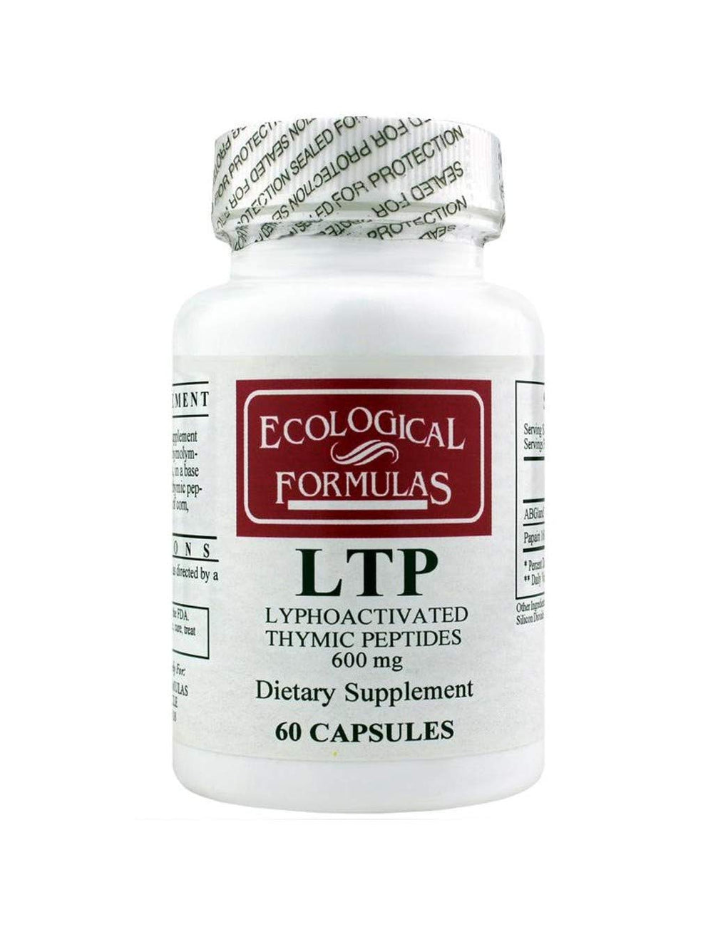 Ecological Formulas Lyphoactivated Thymic Peptides bottle close-up indicating potential immune support
